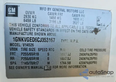 2011 Chevrolet Traverse Lt from USA, damaged, VIN 1GNKVGED2BJ127528